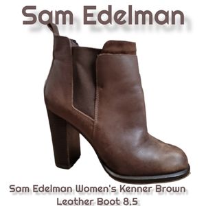SAM EDELMAN Kenner Chelsea boots Leather Block Heel ankle booties women's 8.5
